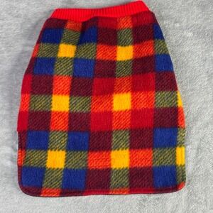 Signature Dog Coat Pet Jacket Small Red Blue Yellow Plaid‎ Fleece Lined Velcro